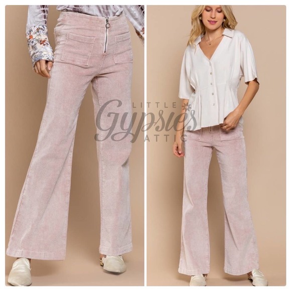 POL Vintage Wash Pink Cords Flare Jeans - Picture 9 of 12